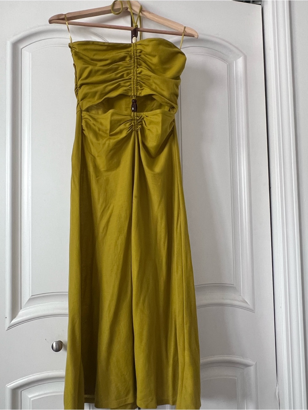 Yellow Green Halter  Midi Dress